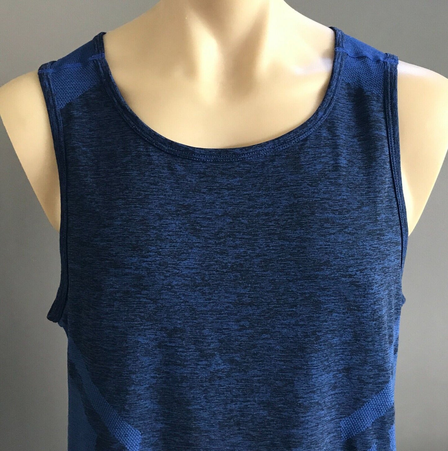 Mens CLOTHING & CO Tank Top Singlet Blue Black Training Running Active Tee Sz XL