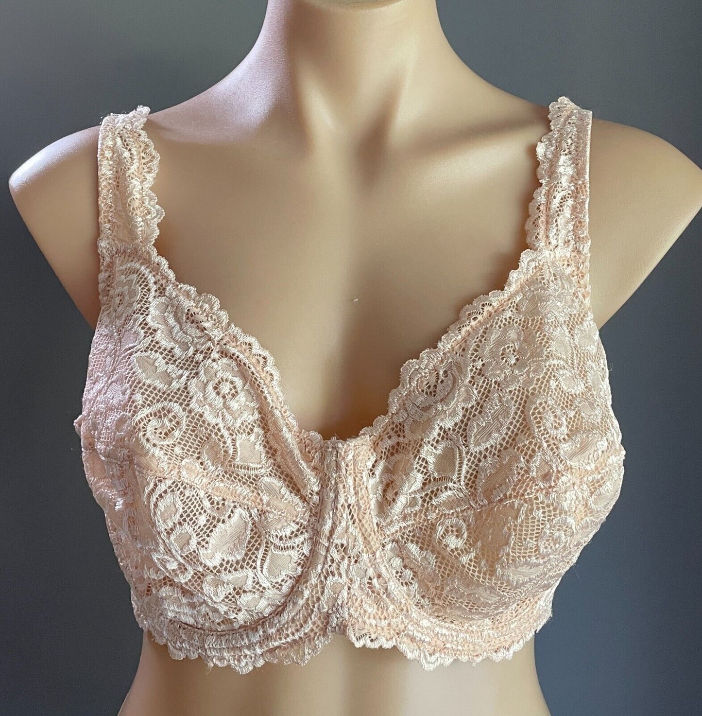 SASH & ROSE Underwire Bra 20D Blush Pink Lace Soft Cup Sz 20 D Adjust Straps NEW