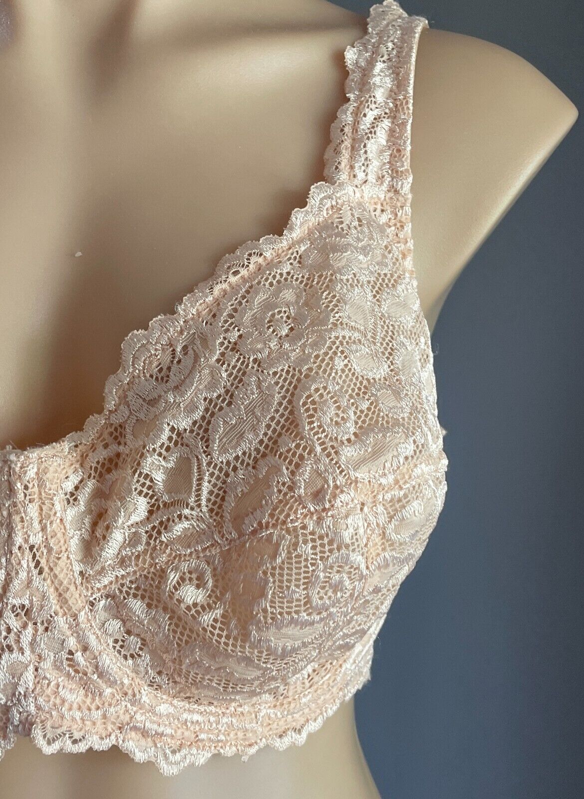 SASH & ROSE Underwire Bra 20D Blush Pink Lace Soft Cup Sz 20 D Adjust Straps NEW