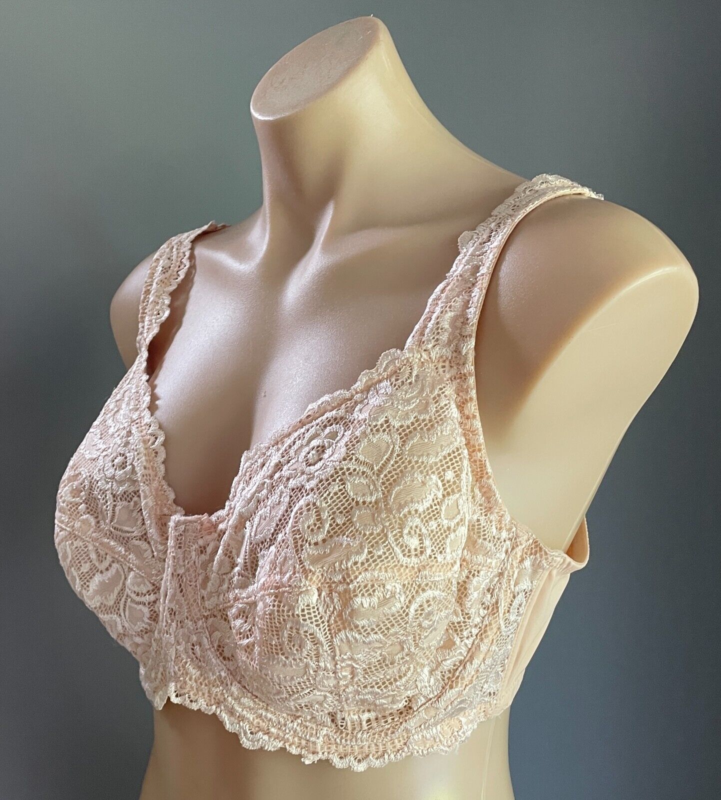 SASH & ROSE Underwire Bra 20D Blush Pink Lace Soft Cup Sz 20 D Adjust Straps NEW