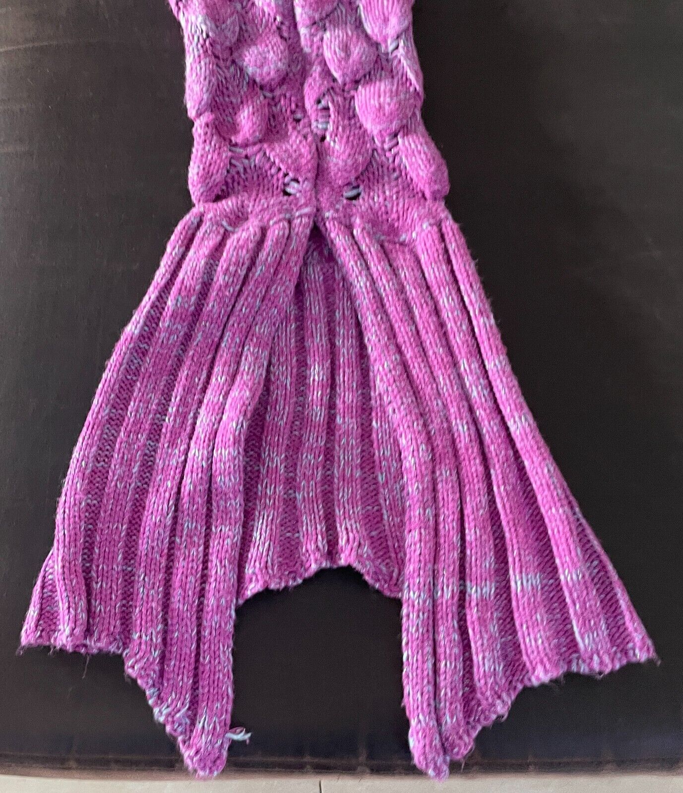 1 Piece Knit Mermaid Tail Pink & Blue Fleck Cozy Warm Blanket Adult Size 12 14