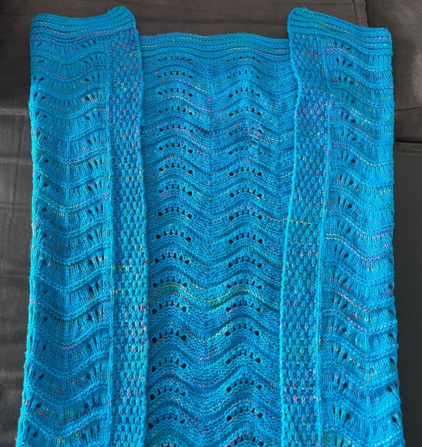 1 Piece Knit Mermaid Tail Blue Multicolour Fleck Cozy Warm Blanket Adult Sz 8 10