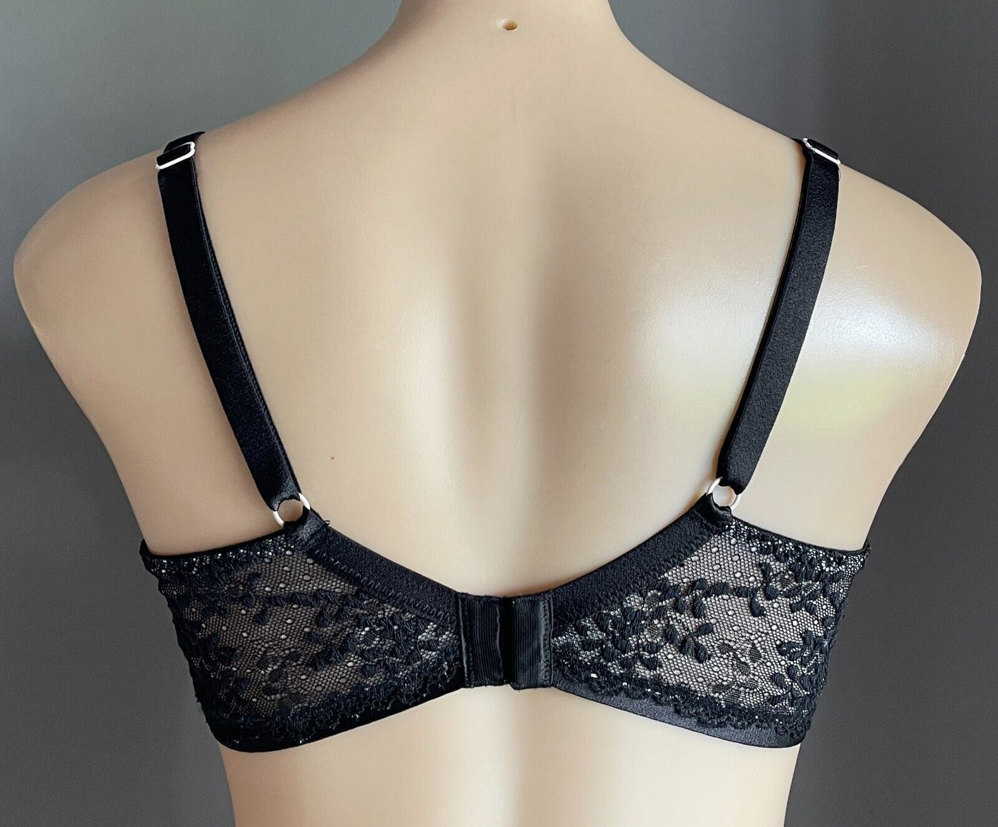LILY LOVES Bra 16C Underwire Black Lace Ladies Adjustable Hook & Eye Size 16 C