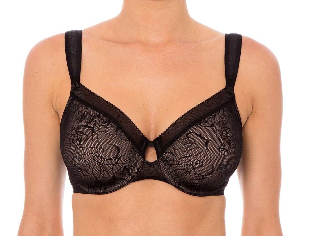 TRIUMPH Bra 18DD Underwire Black Lace Beige Sculpting Sensation Minimiser 18DD
