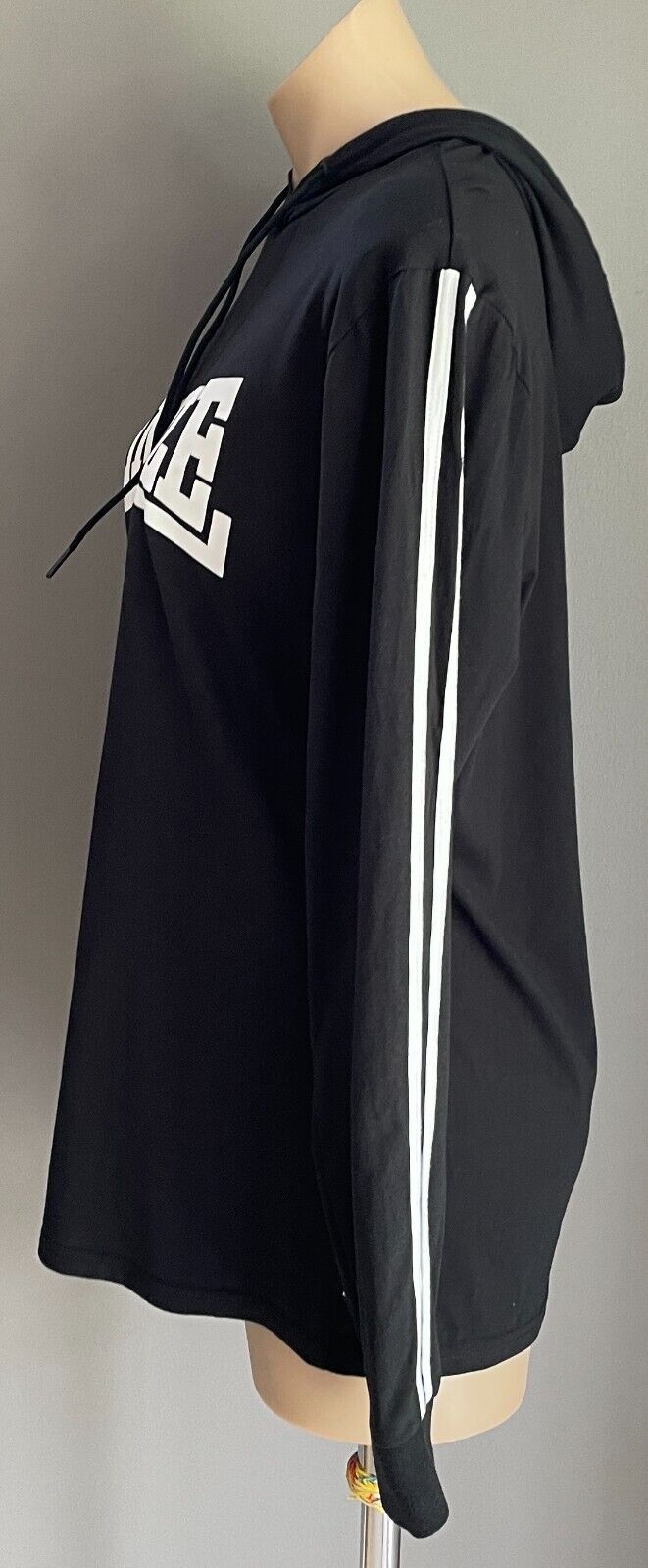 LONSDALE London Hoodie Top Sweater Black Long Sleeve White Logo Size M 12
