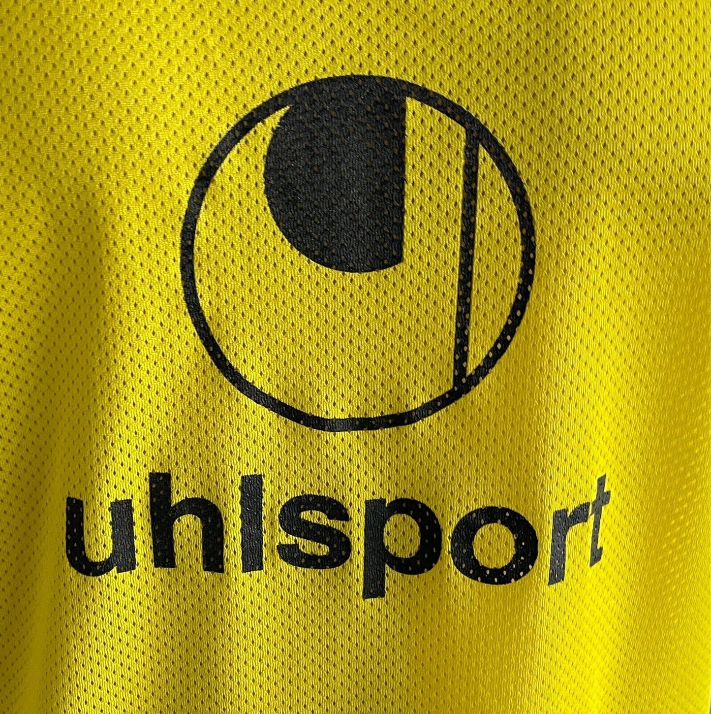 UHLSPORT Mesh Tank Top Yellow & Black Print Size M Training Bib Sleeveless NEW