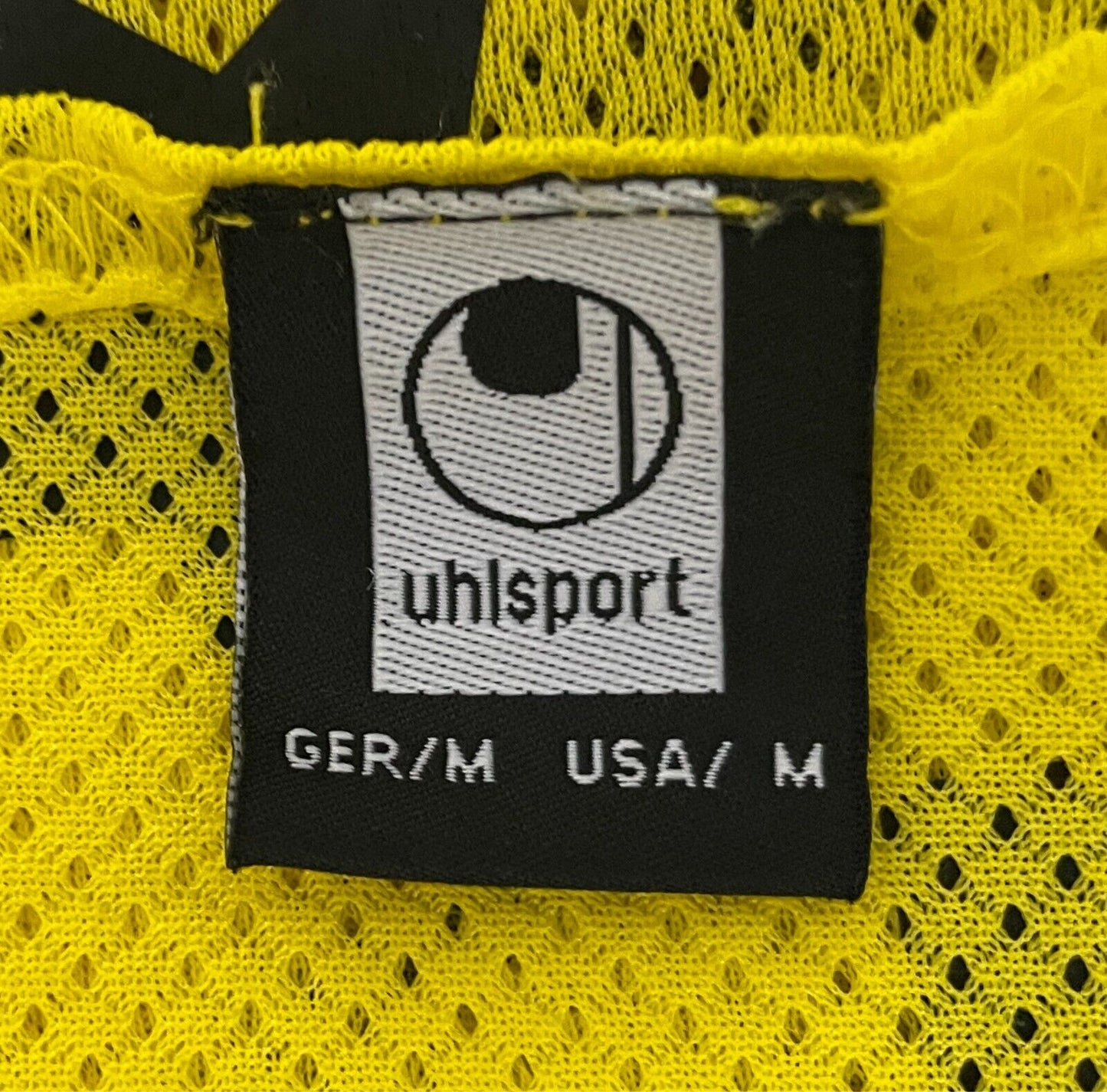 UHLSPORT Mesh Tank Top Yellow & Black Print Size M Training Bib Sleeveless NEW