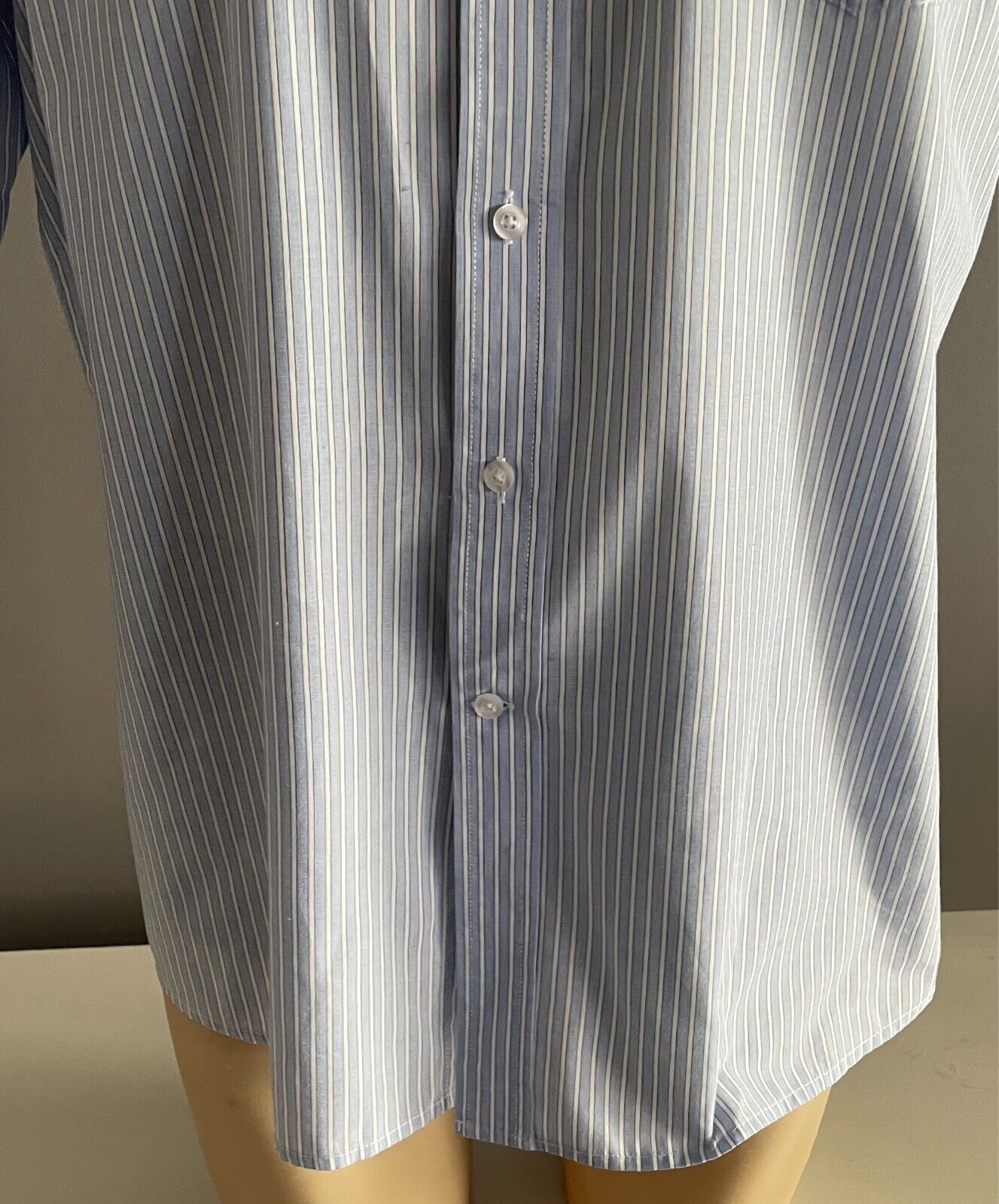 TARGET Shirt Blue & White Stripe Mens Size 42 Regular Fit Short Sleeves