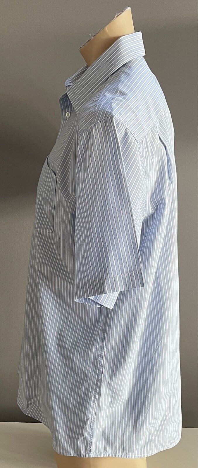 TARGET Shirt Blue & White Stripe Mens Size 42 Regular Fit Short Sleeves