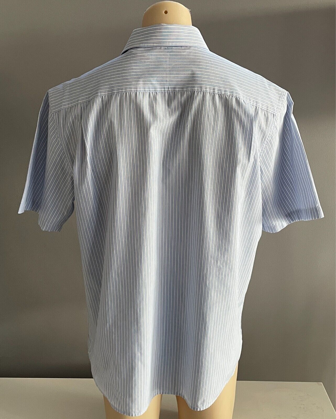 TARGET Shirt Blue & White Stripe Mens Size 42 Regular Fit Short Sleeves
