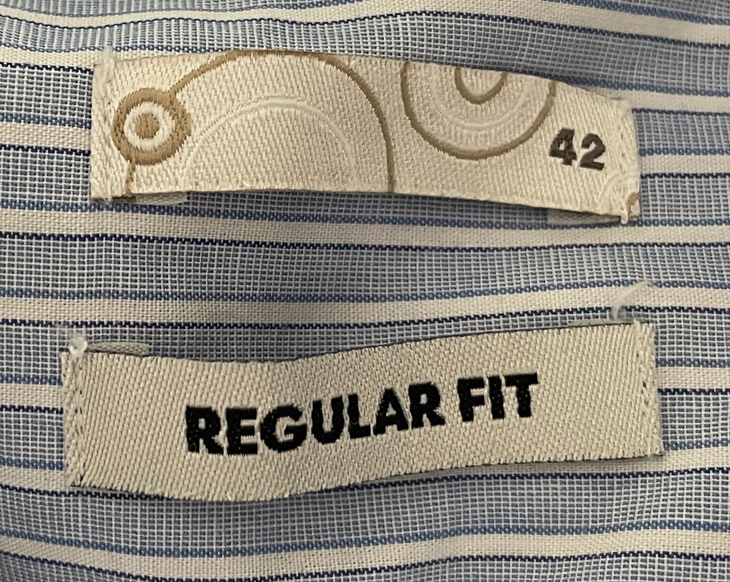 TARGET Shirt Blue & White Stripe Mens Size 42 Regular Fit Short Sleeves