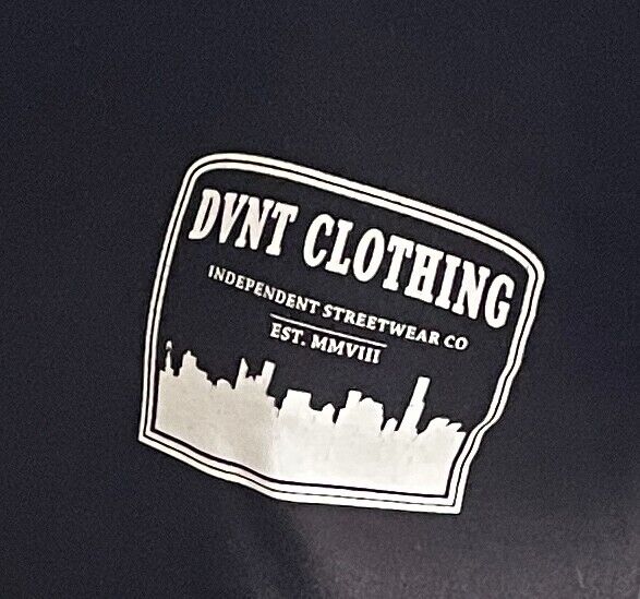 DVNT CLOTHING Black T-Shirt White Print Chest & Back Short Sleeve Size S Tee NEW