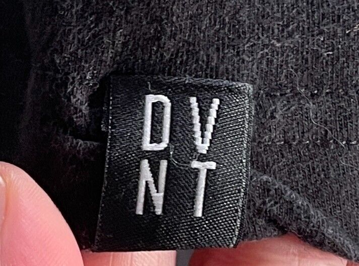 DVNT CLOTHING Black T-Shirt White Print Chest & Back Short Sleeve Size S Tee NEW