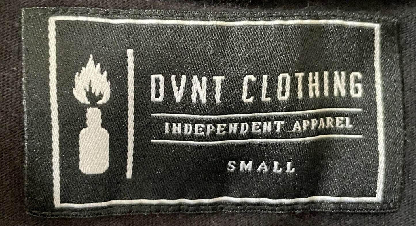 DVNT CLOTHING Black T-Shirt White Print Chest & Back Short Sleeve Size S Tee NEW