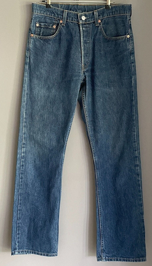 Mens LEVI'S Denim Jeans Mid Blue Straight Leg Button Fly Size 84cm Waist