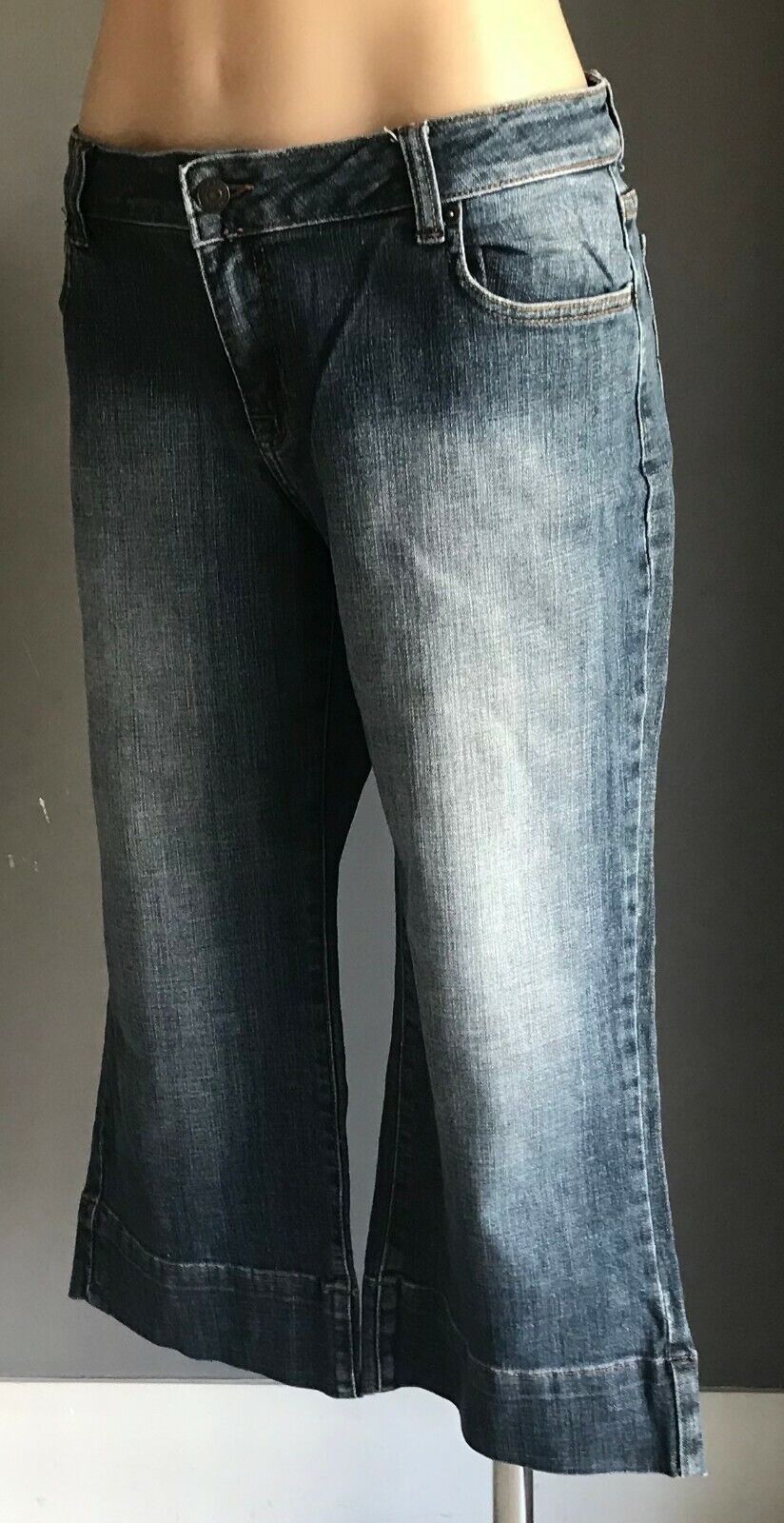 TRUE BLUE Crop Jeans Blue Denim Straight Leg Crop Stretch Capri Short 14 Vintage