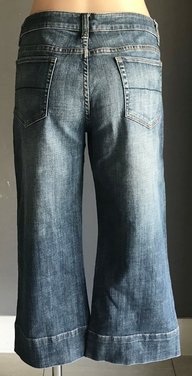 TRUE BLUE Crop Jeans Blue Denim Straight Leg Crop Stretch Capri Short 14 Vintage