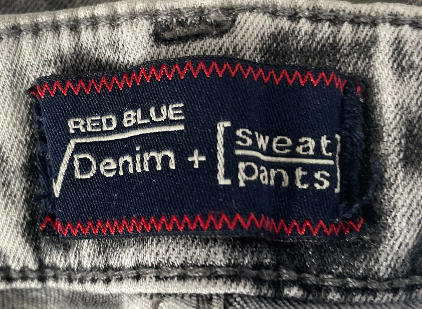 RED BLUE DENIM Black Denim Jeans Stretch Acid Wash  Low Rise Ripped Knee Size 27