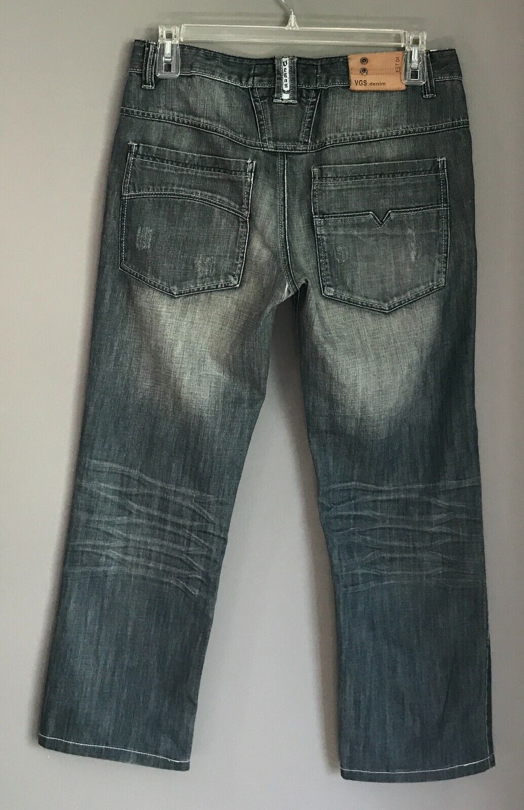 Mens VEGAS DNM Est.04 Jeans Blue Faded Denim Straight Leg w Zip Pockets Size 34