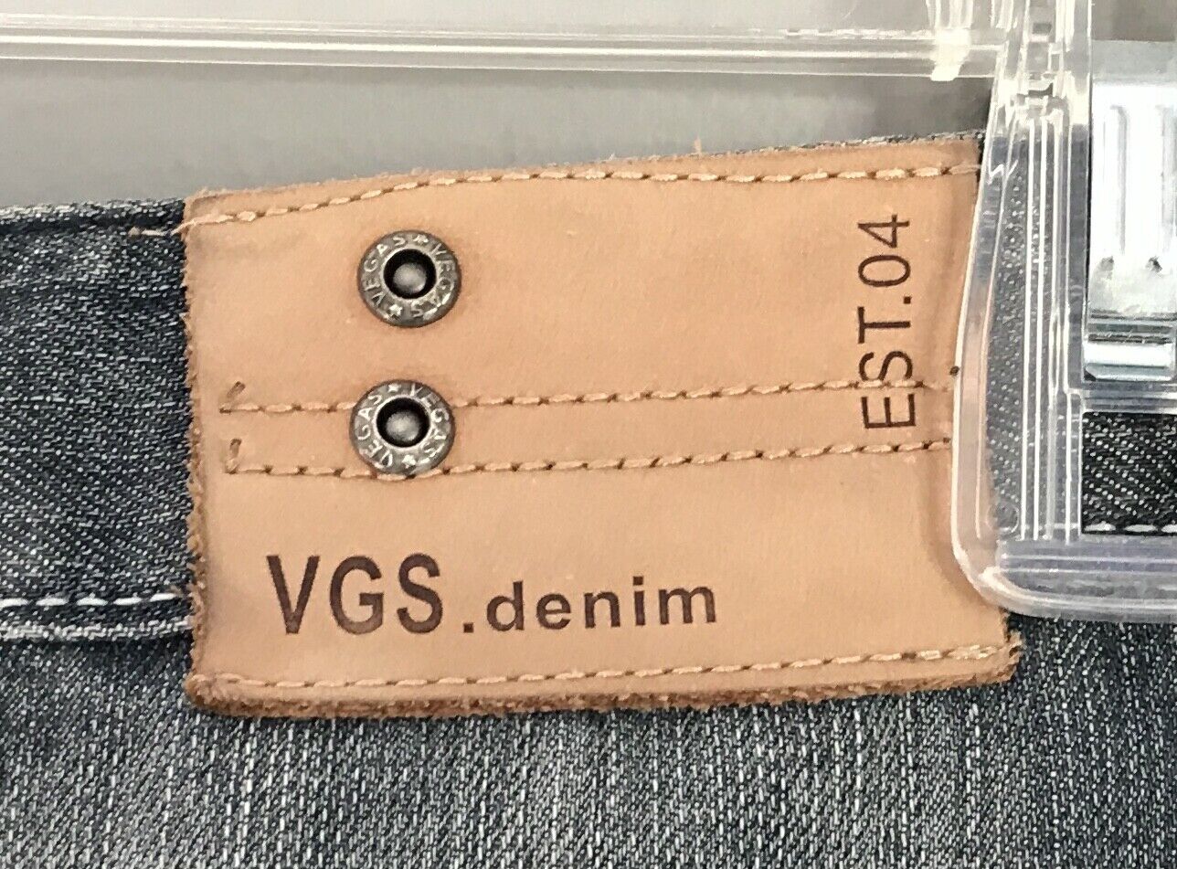 Mens VEGAS DNM Est.04 Jeans Blue Faded Denim Straight Leg w Zip Pockets Size 34