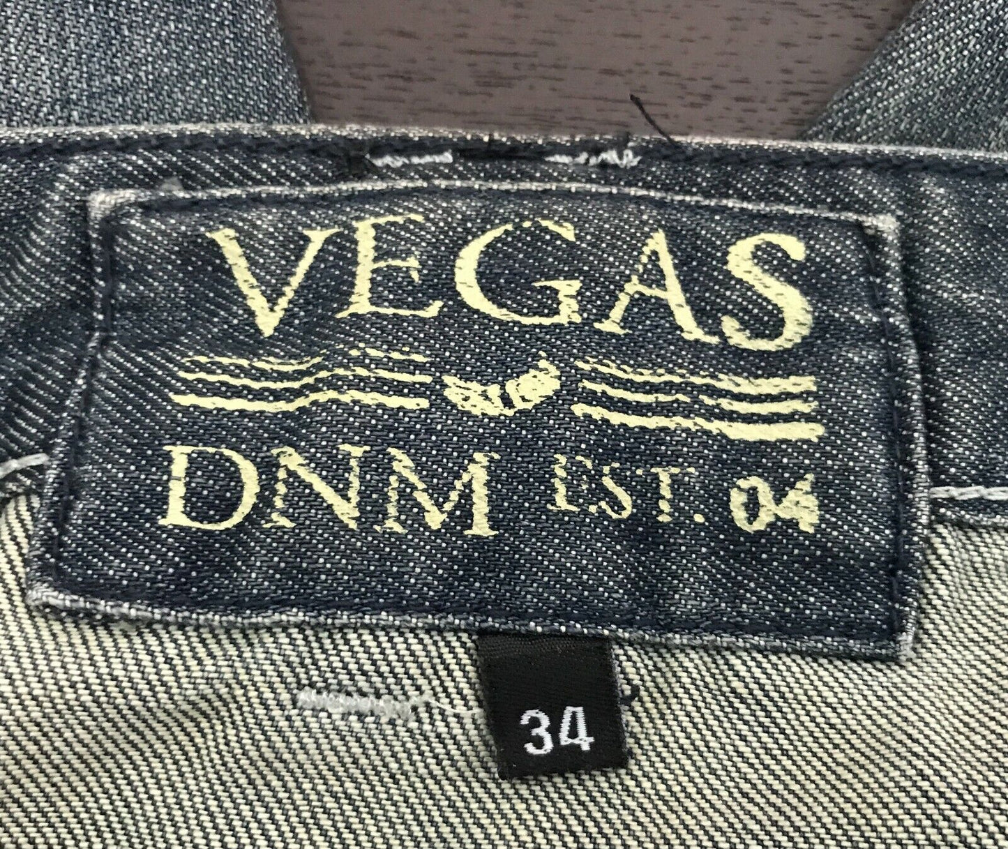 Mens VEGAS DNM Est.04 Jeans Blue Faded Denim Straight Leg w Zip Pockets Size 34