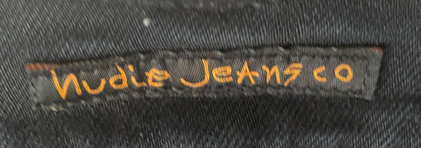 Mens NUDIE JEANS Black Denim "Thin Finn" Slim Fit Jeans Size 32W 80cm 34 L