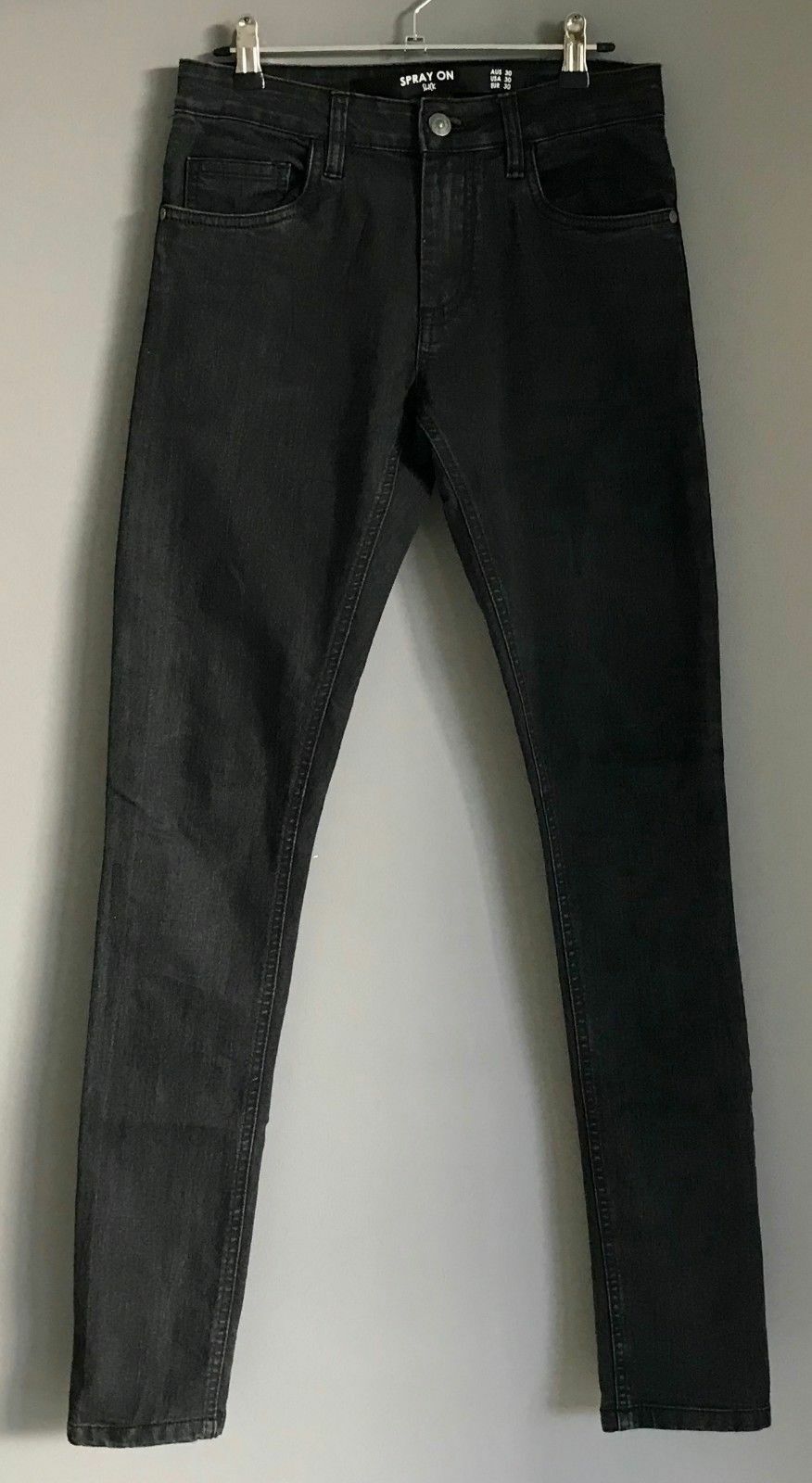 New Mens FACTORIE Distressed Jeans Spray On Slick Denim Skinny Leg Jeans Size 30