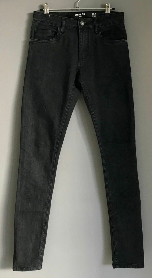 New Mens FACTORIE Distressed Jeans Spray On Slick Denim Skinny Leg Jeans Size 30