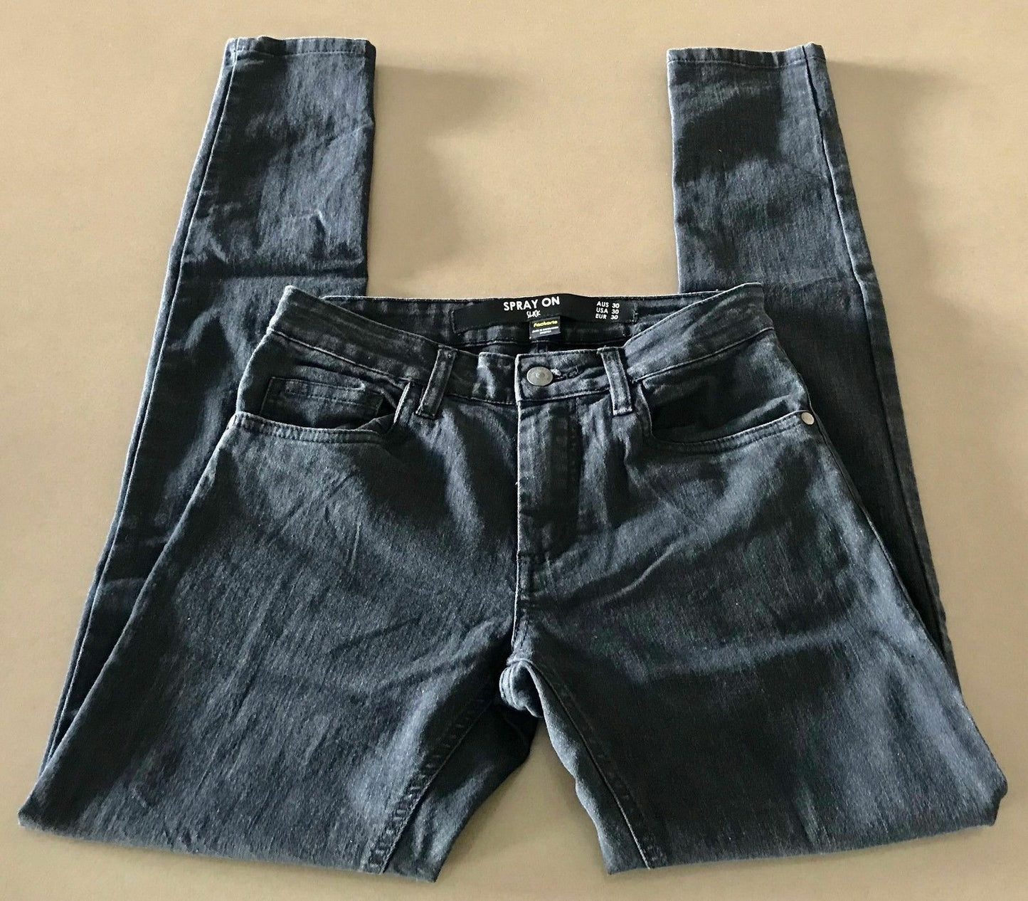 New Mens FACTORIE Distressed Jeans Spray On Slick Denim Skinny Leg Jeans Size 30