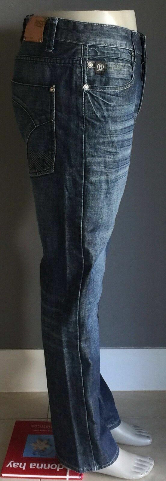 Mens REPUBLIC Jeans Straight Leg Blue Denim Size W34 87 Smart Casual