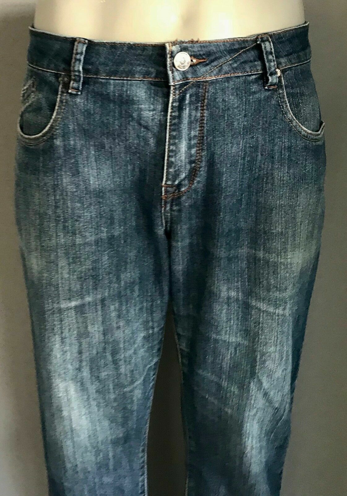 Mens EZEKIEL Denim Jeans 302 Ezi - Rider Fit Blue Denim Jeans Size 34 W