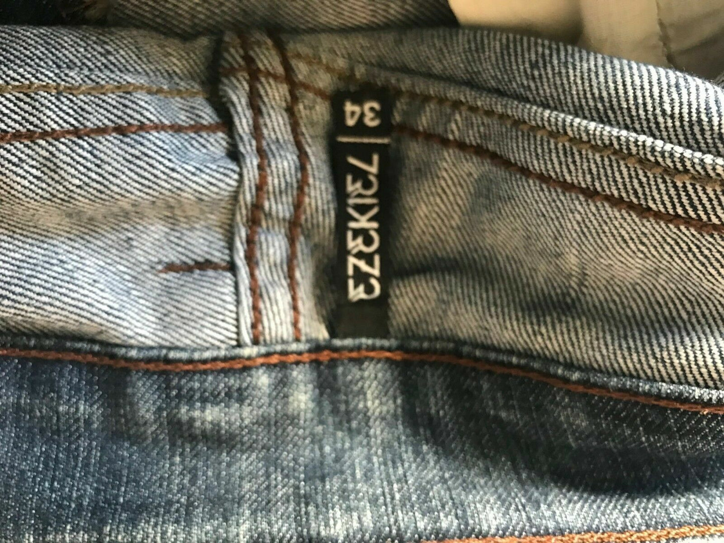Mens EZEKIEL Denim Jeans 302 Ezi - Rider Fit Blue Denim Jeans Size 34 W