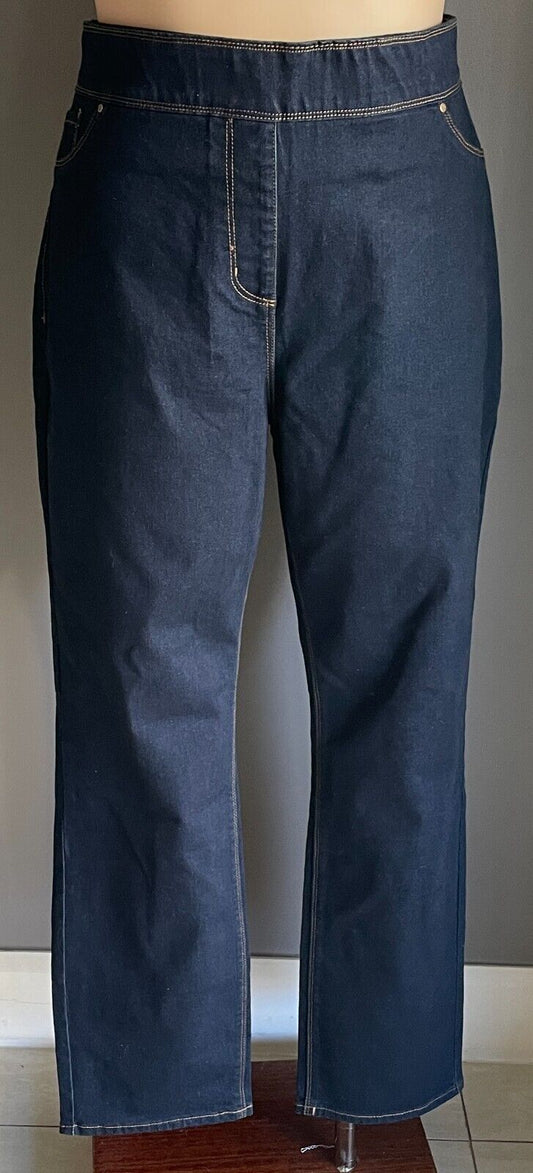 SARA Denim Jeans Dark Blue Stretch Straight Full Length Ladies Plus Size 22 NEW