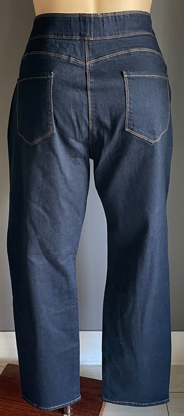 SARA Denim Jeans Dark Blue Stretch Straight Full Length Ladies Plus Size 22 NEW