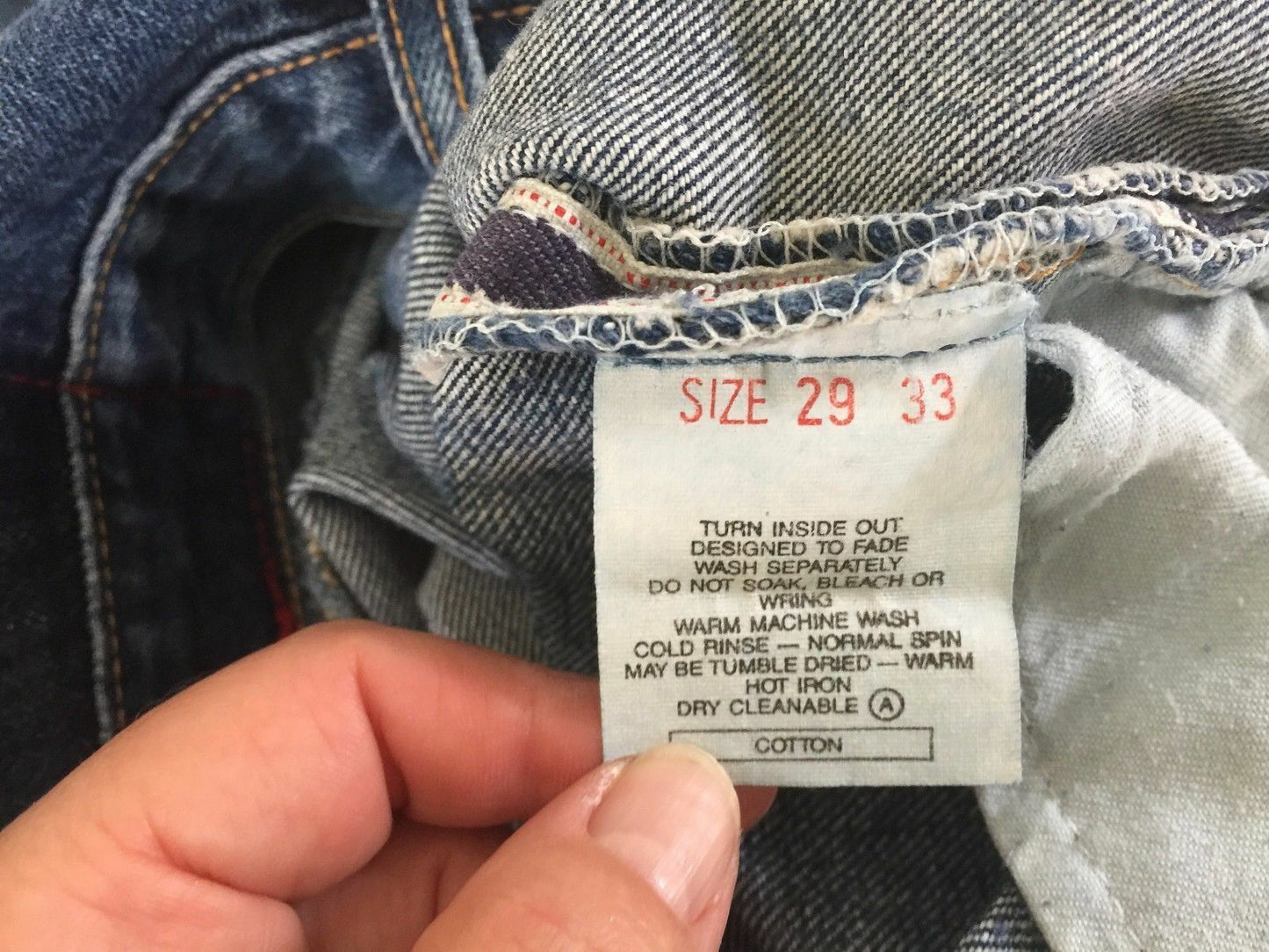 LEVIS 002 Blue Jeans Straight Leg Blue Denim Mens Size 29W 33L Retro Levi's
