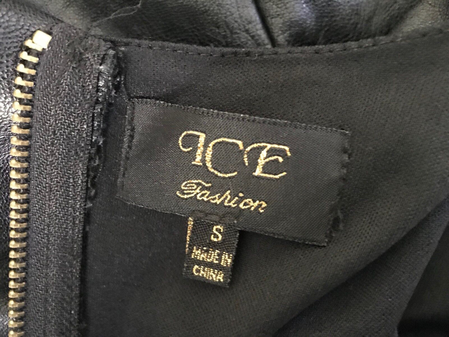 ICE FASHION PU T Shirt Short Sleeve Black Pleather Tee Top Ladies Size S 8 10