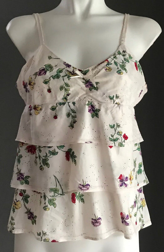 PETER ALEXANDER Cami Sleep Top Floral Print Sleeveless Tier Ladies Size 8 PJS