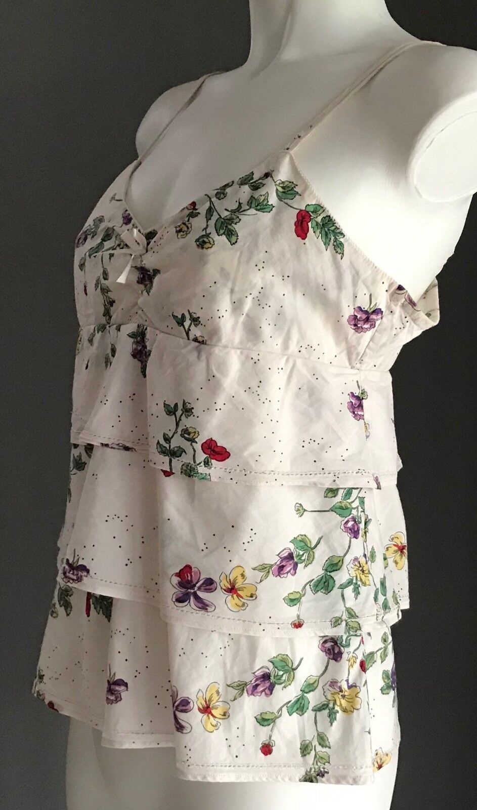 PETER ALEXANDER Cami Sleep Top Floral Print Sleeveless Tier Ladies Size 8 PJS