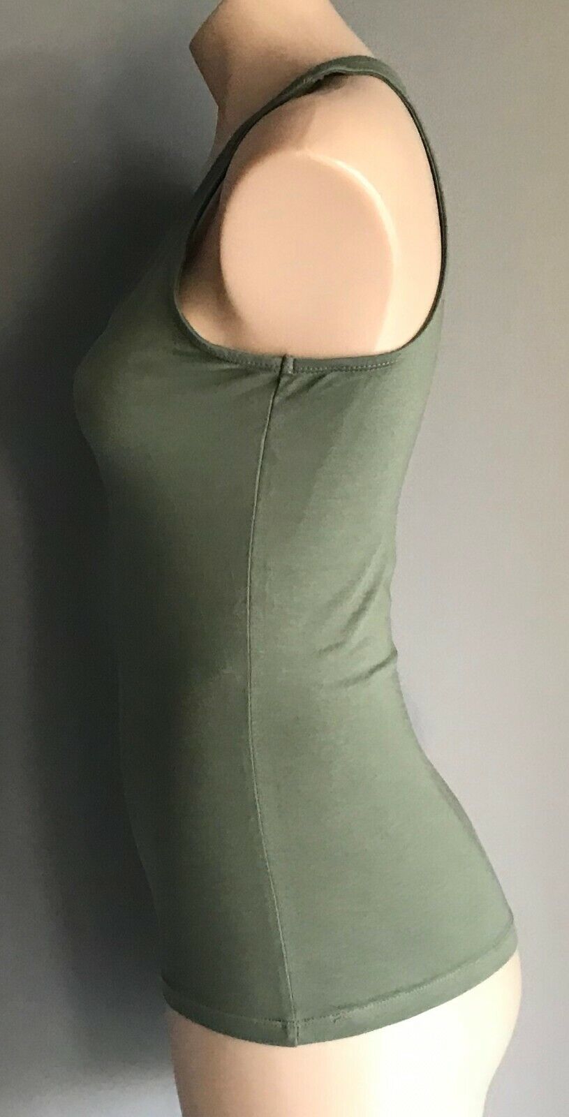 CLOTHING & CO Sports Top Khaki Sleeveless Racer Back Stretch Top Size 8 10