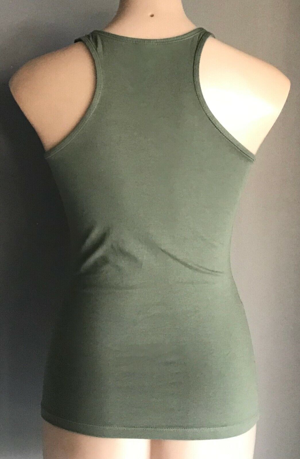 CLOTHING & CO Sports Top Khaki Sleeveless Racer Back Stretch Top Size 8 10