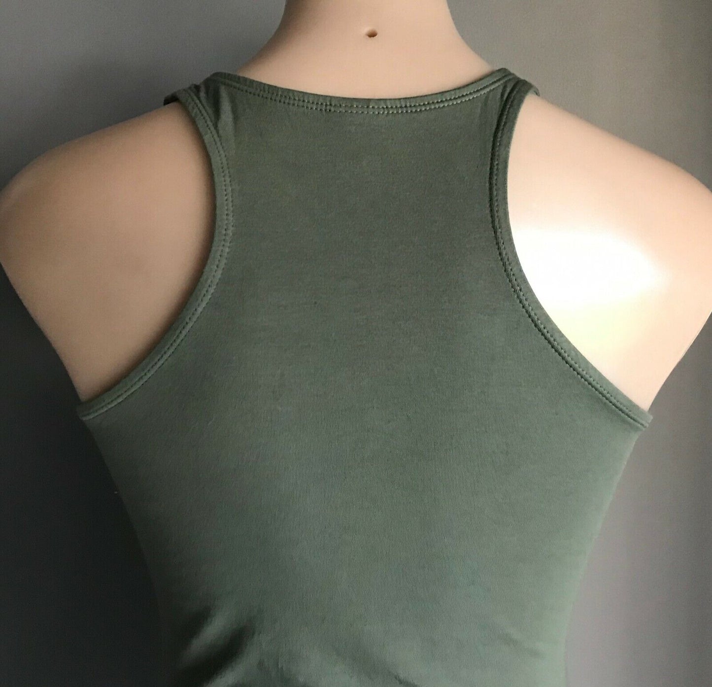 CLOTHING & CO Sports Top Khaki Sleeveless Racer Back Stretch Top Size 8 10