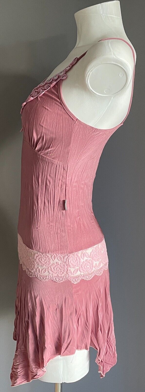 JR GIRL Top Dusty Pink Wrinkle Look Stretch Sleeveless Asymmetric Hem Size 8