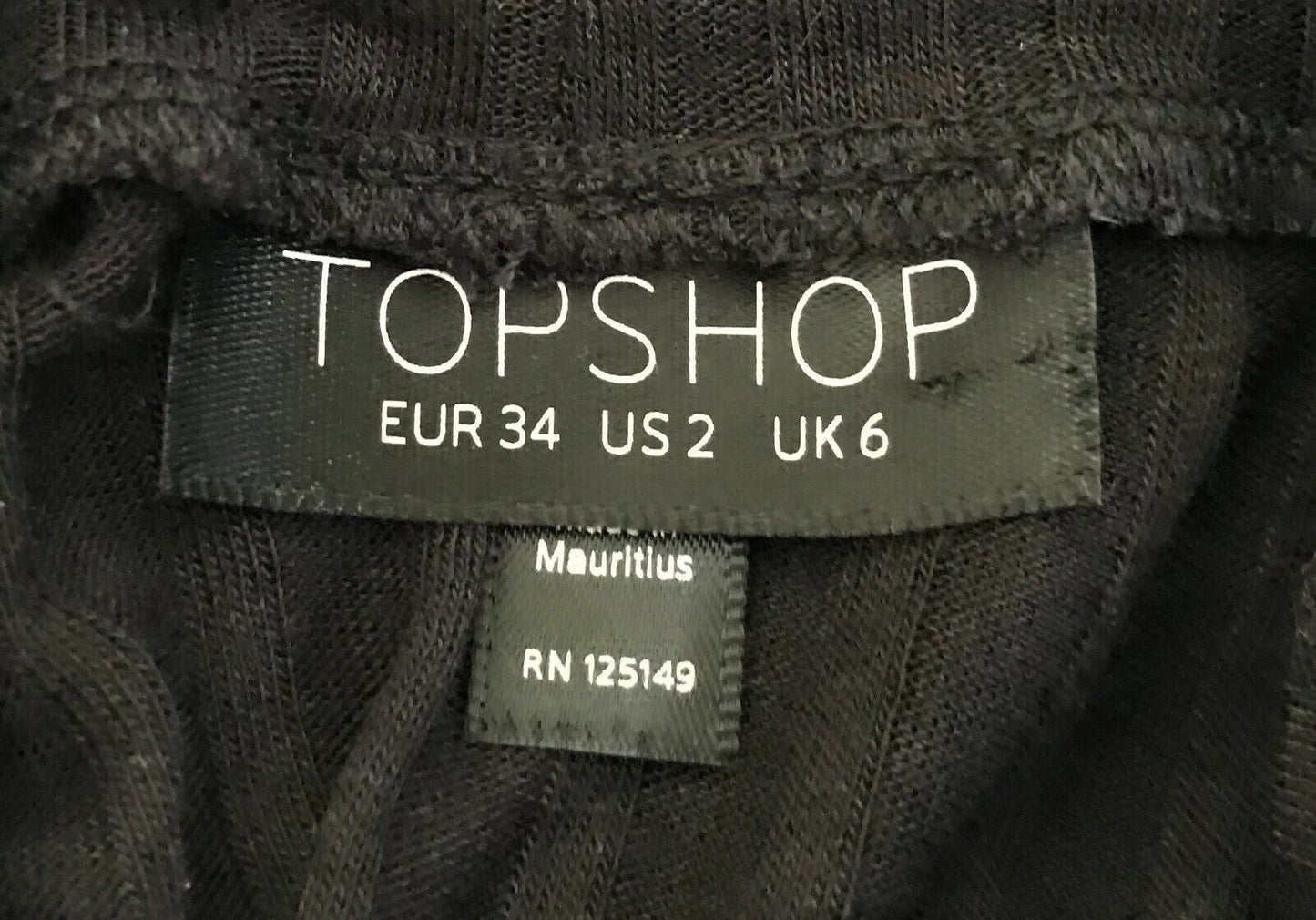 TOPSHOP Top Stretch Black Ribbed Semi Sheer High Neck Long Sleeve Size 6  8 - 10