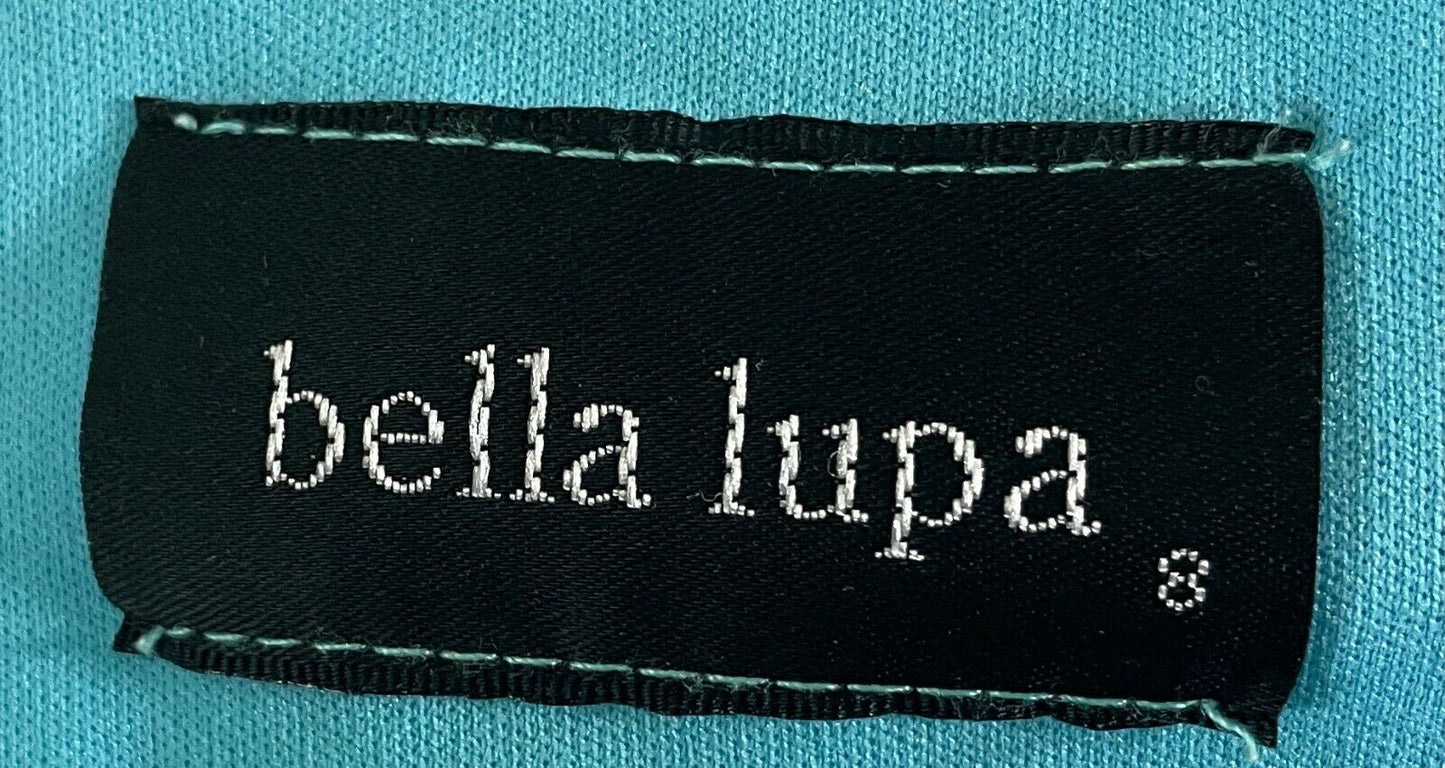 BELLA LUPA Top Blue Lace Scoop Neck 3/4 Sleeve Fringe Trim Blouse Ladies Size 8