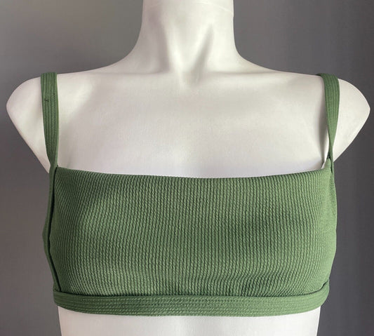 ZAFUL Bikini Top Khaki Ribbed Bandeau Style ONLY Shoulder Straps Size S 8 NEW