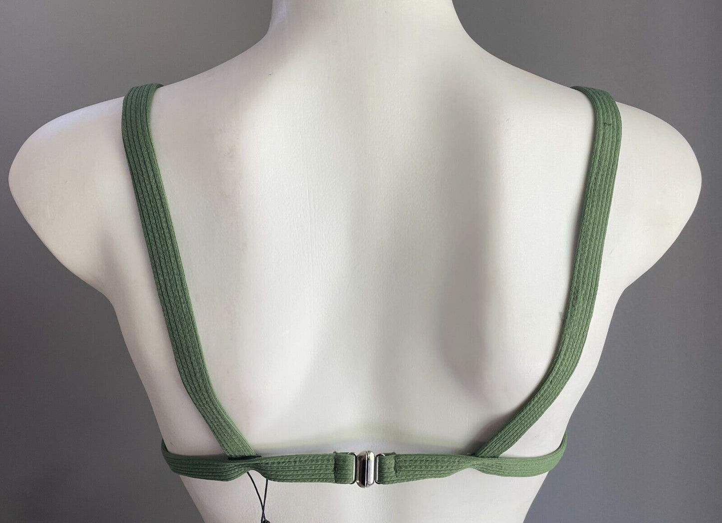 ZAFUL Bikini Top Khaki Ribbed Bandeau Style ONLY Shoulder Straps Size S 8 NEW