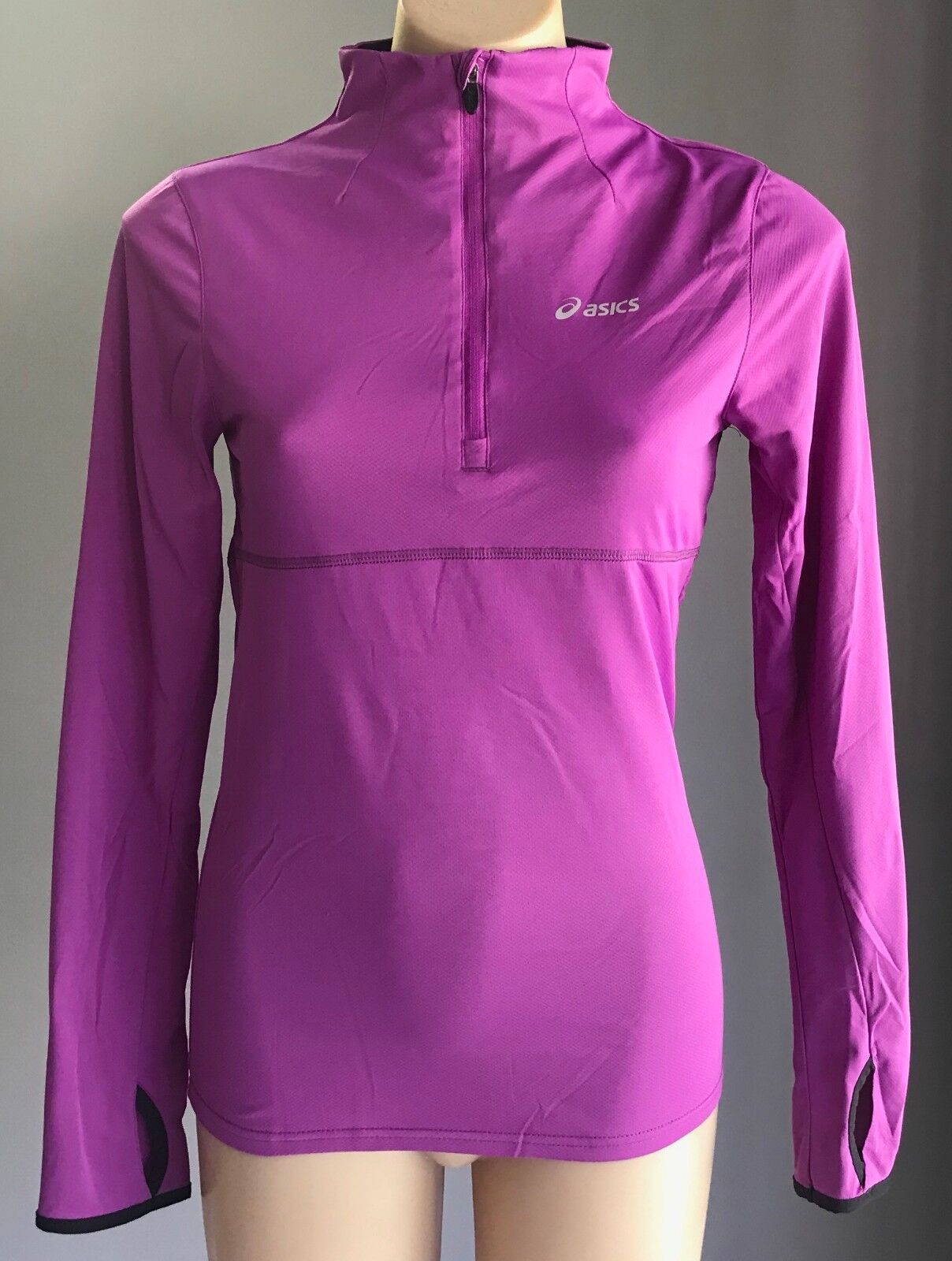 ASICS Biomorphic Evolution Running Top Purple Long Sleeve 1/2 Zip Size 8 10 NEW