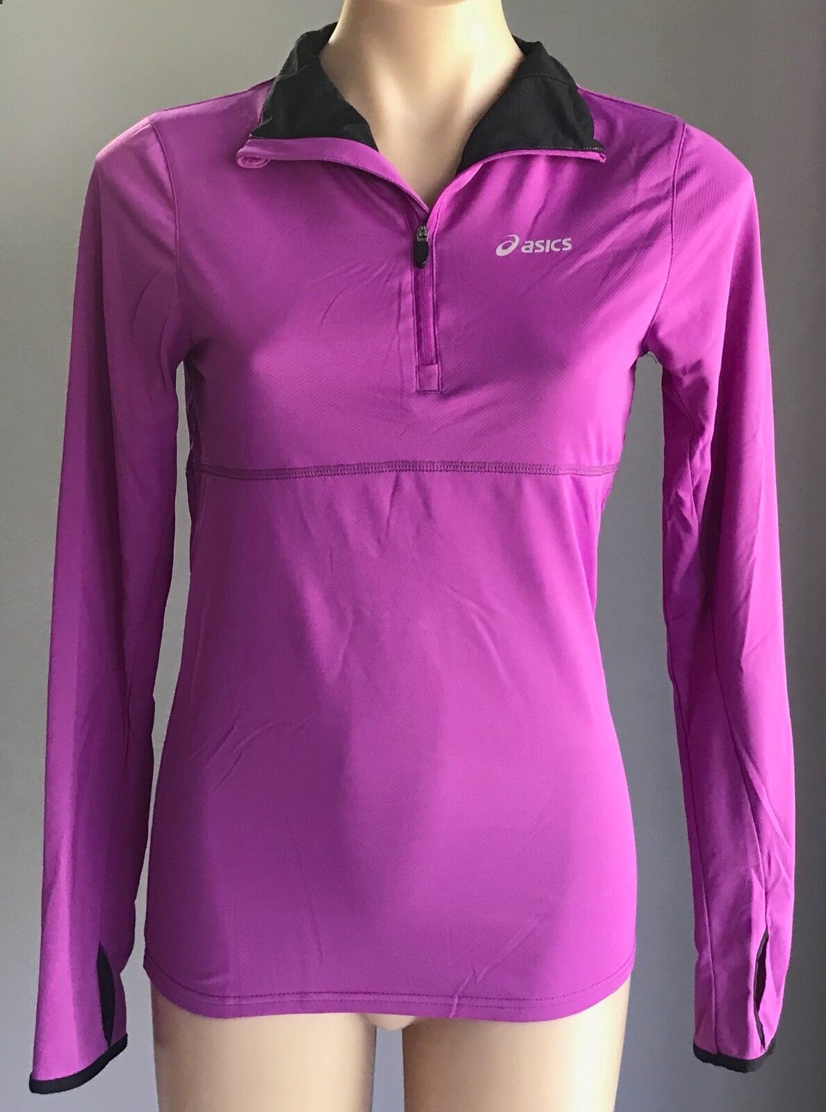 ASICS Biomorphic Evolution Running Top Purple Long Sleeve 1/2 Zip Size 8 10 NEW