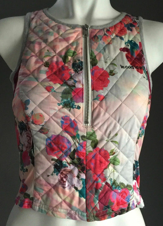 LE COQ SPORTIF Zip Top "Floral Technicality" Sleeveless Stretch Size S 8 Vintage