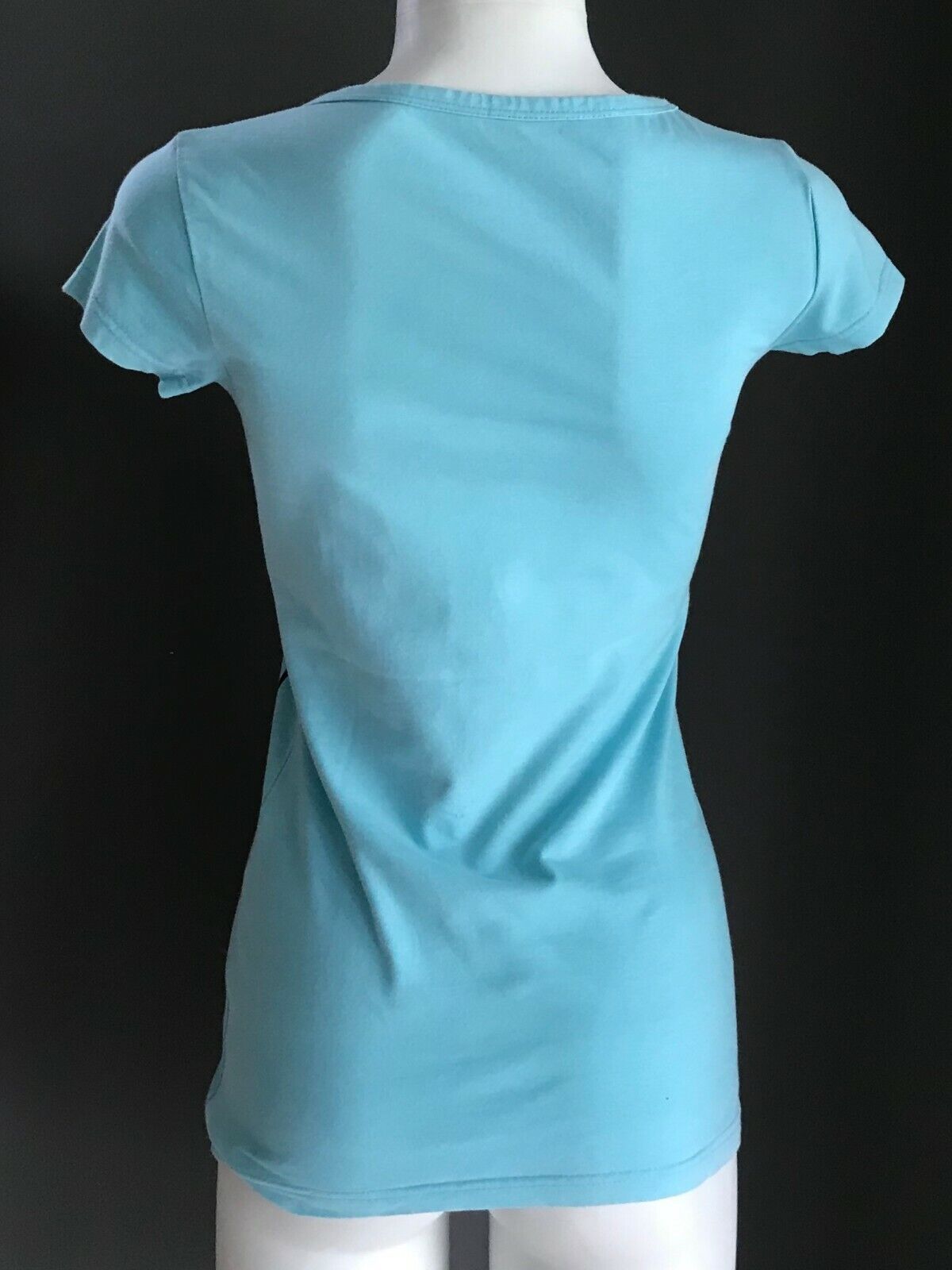 T Shirt I Know I'm Not Perfect.. Blue Motif Print Short Sleeve Ladies Size 8